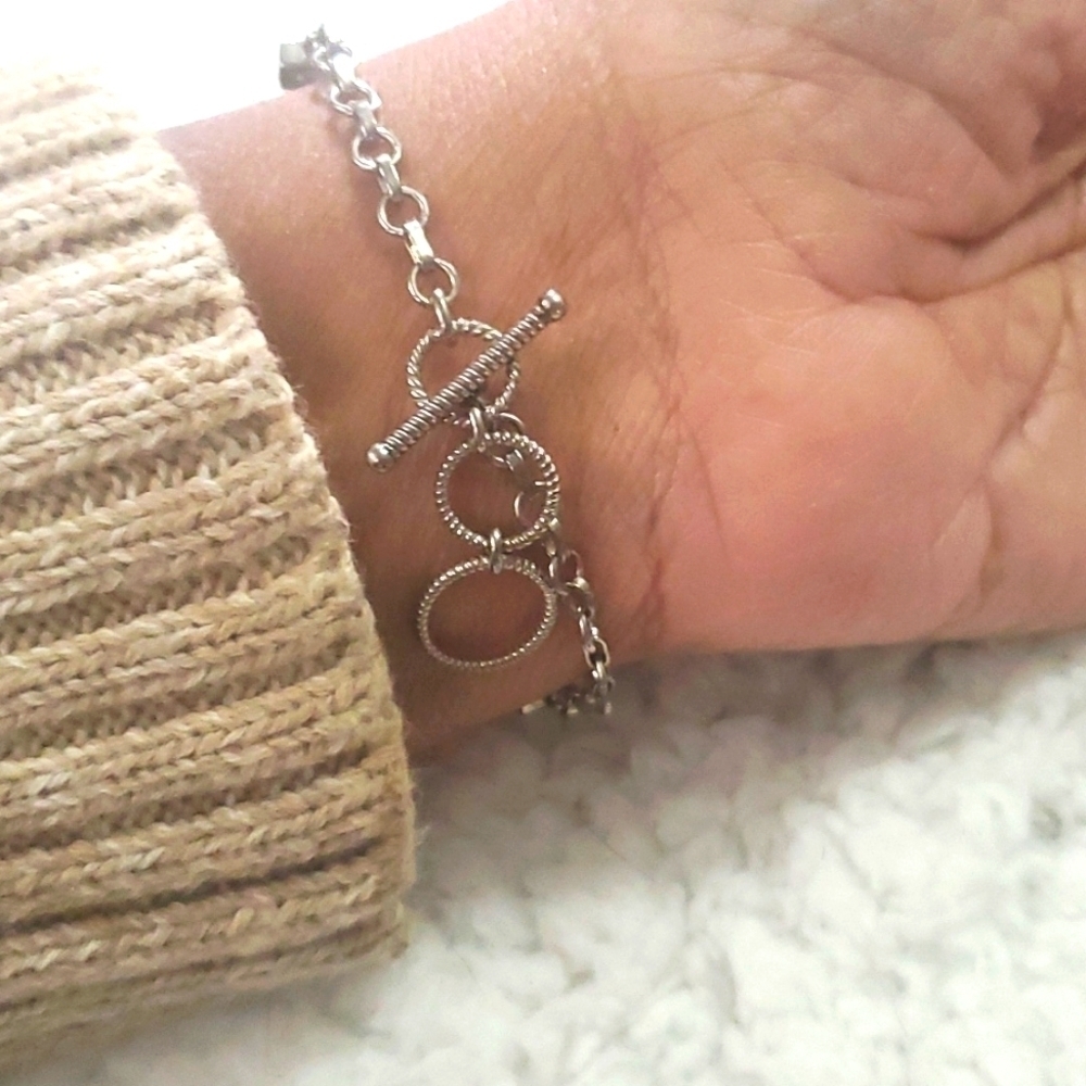 Multigemstone Medallion Cocktsil Toggle Bracelet in Sterling Silver 14.20ctw - Picture 6 of 8